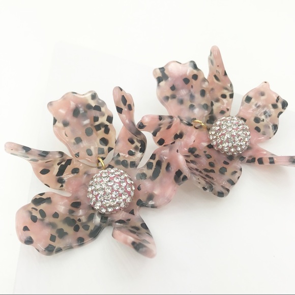 LELE SADOUGHI | Crystal Lily Earrings Pink Leopard - Picture 2 of 7